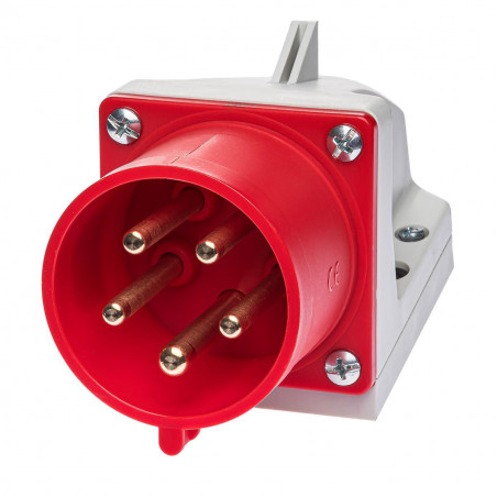 Socle male tétrapolaire 32A 3P+N+T 380V - 5 broches - Étanche IP44 - IDE