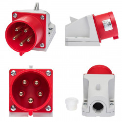 Socle male tétrapolaire 32A 3P+N+T 380V - 5 broches - Étanche IP44 - IDE