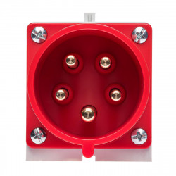 Socle male tétrapolaire 32A 3P+N+T 380V - 5 broches - Étanche IP44 - IDE