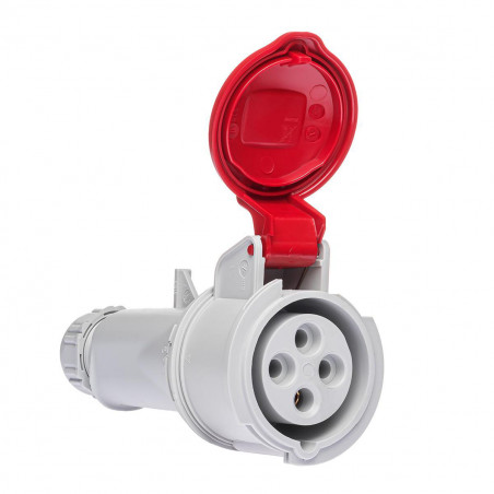 Fiche femelle triphasé 16A 3P+T 380V - 4 broches - Étanche IP44 - IDE