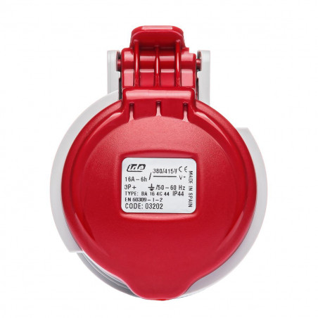 Fiche femelle triphasé 16A 3P+T 380V - 4 broches - Étanche IP44 - IDE