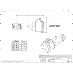 Fiche femelle triphasé 16A 3P+T 380V - 4 broches - Étanche IP44 - IDE