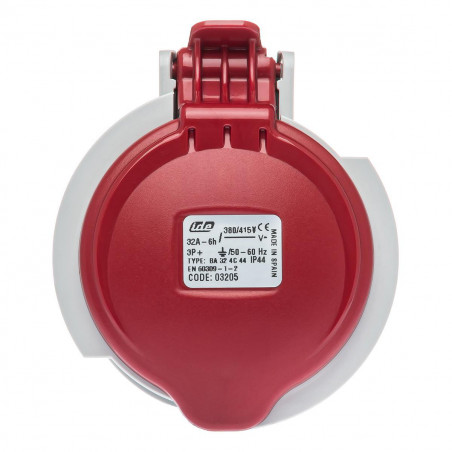 Fiche femelle triphasé 32A 3P+T 380V - 4 broches - Étanche IP44 - IDE