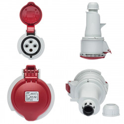 Fiche femelle triphasé 32A 3P+T 380V - 4 broches - Étanche IP44 - IDE