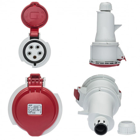 Fiche femelle tétrapolaire 32A 3P+N+T 380V - 5 broches - Étanche IP44 - IDE