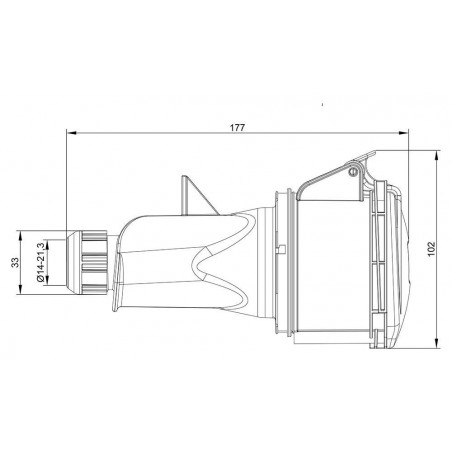 Fiche femelle tétrapolaire 32A 3P+N+T 380V - 5 broches - Étanche IP44 - IDE
