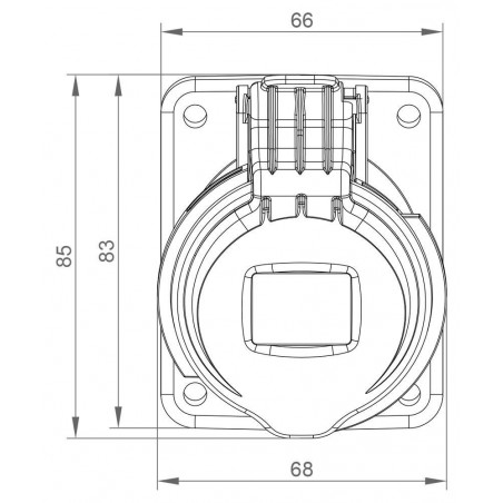 Prise triphasé 16A 3P+T - 4 broches - Encastrable sur coffret - Étanche IP44 - IDE