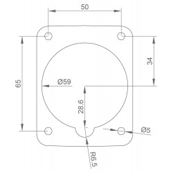 Prise triphasé 16A 3P+T - 4 broches - Encastrable sur coffret - Étanche IP44 - IDE