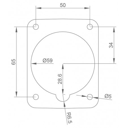 Prise triphasé 16A 3P+T - 4 broches - Encastrable sur coffret - Étanche IP44 - IDE
