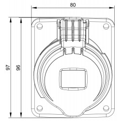 Prise tétrapolaire 16A 3P+N+T - 5 broches - Encastrable sur coffret - Étanche IP44 - IDE
