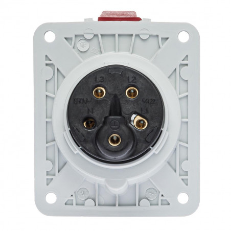 Prise tétrapolaire 16A 3P+N+T - 5 broches - Encastrable sur coffret - Étanche IP44 - IDE