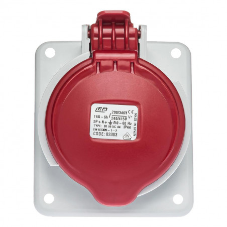 Prise tétrapolaire 16A 3P+N+T - 5 broches - Encastrable sur coffret - Étanche IP44 - IDE