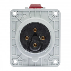 Prise triphasé 32A 3P+T - 4 broches - Encastrable sur coffret - Étanche IP44 - IDE