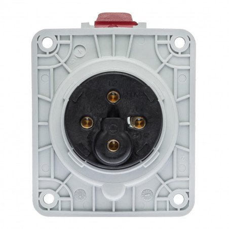 Prise triphasé 32A 3P+T - 4 broches - Encastrable sur coffret - Étanche IP44 - IDE