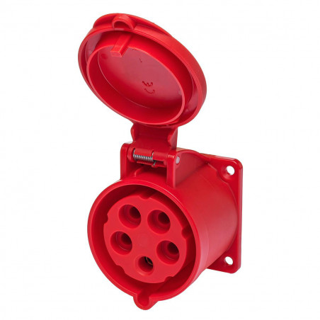 Prise femelle droite tétrapolaire 32A 3P+N+T 380V - 5 broches - Étanche IP44 - IDE