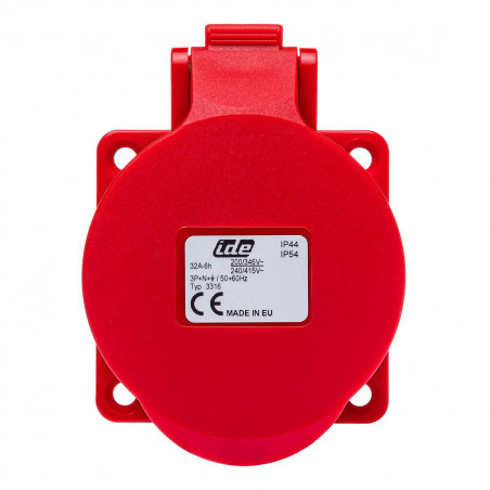 Prise femelle droite tétrapolaire 32A 3P+N+T 380V - 5 broches - Étanche IP44 - IDE
