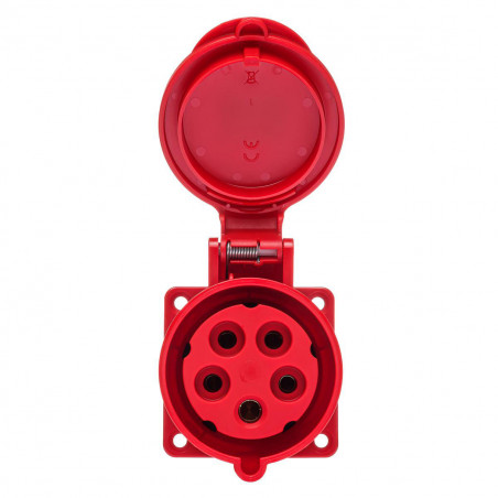 Prise femelle droite tétrapolaire 32A 3P+N+T 380V - 5 broches - Étanche IP44 - IDE