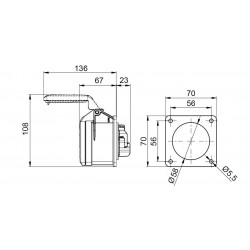 Prise femelle droite tétrapolaire 32A 3P+N+T 380V - 5 broches - Étanche IP44 - IDE