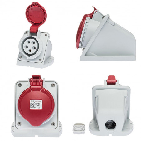 Socle de prise tétrapolaire 16A 3P+N+T en saillie - Étanche IP44 - IDE