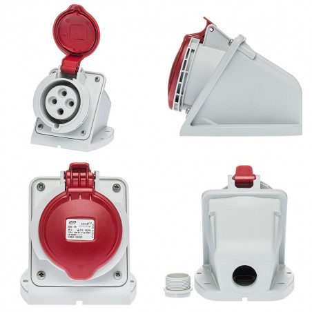 Socle de prise 32A 3P+T en saillie - Étanche IP44 - IDE
