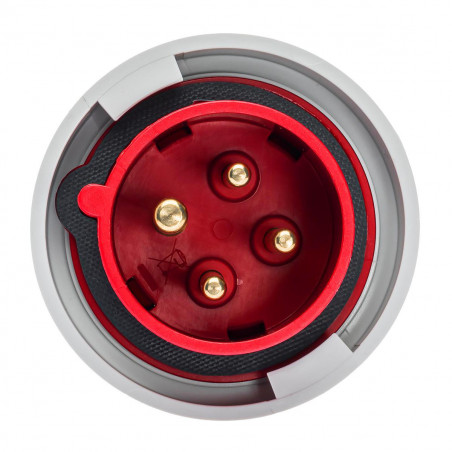 Fiche mobile male triphasé 16A 3P+T 380V - 4 broches - Étanche IP67 - IDE