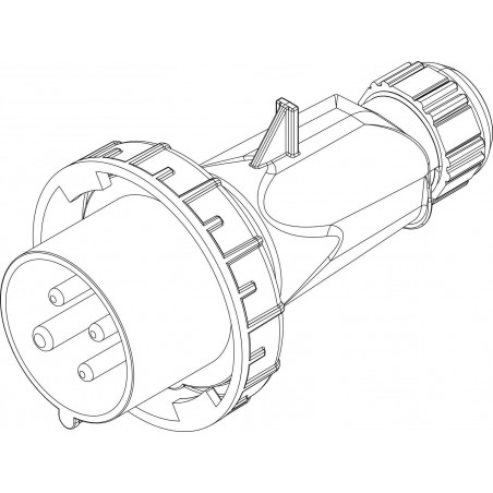 Fiche mobile male triphasé 16A 3P+T 380V - 4 broches - Étanche IP67 - IDE