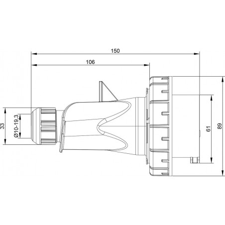 Fiche mobile male tétrapolaire 16A 3P+N+T 380V - 5 broches - Étanche IP67 - IDE