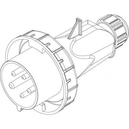 Fiche mobile male tétrapolaire 16A 3P+N+T 380V - 5 broches - Étanche IP67 - IDE