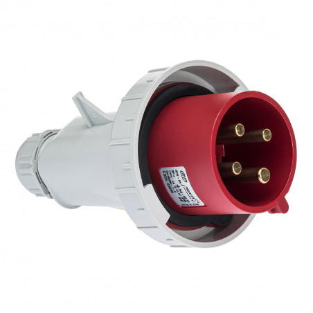 Fiche mobile male triphasé 32A 3P+T 380V - 4 broches - Étanche IP67 - IDE