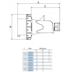 Fiche mobile male triphasé 32A 3P+T 380V - 4 broches - Étanche IP67 - IDE