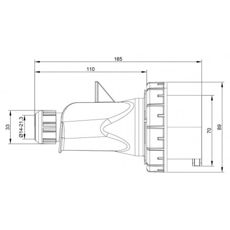Fiche mobile male tétrapolaire 32A 3P+N+T 380V - 5 broches - Étanche IP67 - IDE