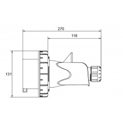 Prise hypra tétrapolaire 125A 3P+N+T - Étanche IP67 - IDE
