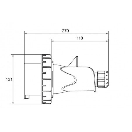 Prise hypra tétrapolaire 125A 3P+N+T - Étanche IP67 - IDE