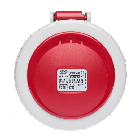 Fiche femelle tétrapolaire 16A 3P+N+T 380V - 5 broches - Étanche IP67 - IDE