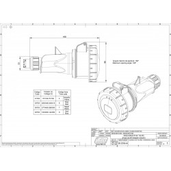 Fiche femelle tétrapolaire 16A 3P+N+T 380V - 5 broches - Étanche IP67 - IDE