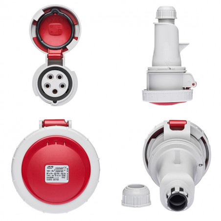 Fiche femelle tétrapolaire 16A 3P+N+T 380V - 5 broches - Étanche IP67 - IDE