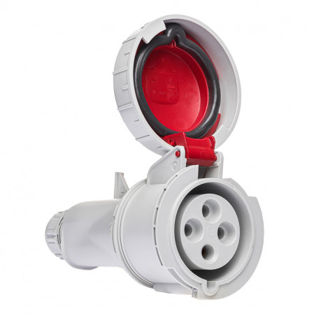 Fiche femelle triphasé 32A 3P+T 380V - 4 broches - Étanche IP67 - IDE