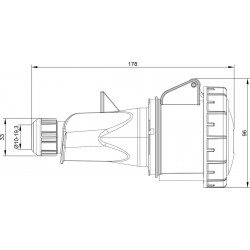 Fiche femelle triphasé 32A 3P+T 380V - 4 broches - Étanche IP67 - IDE