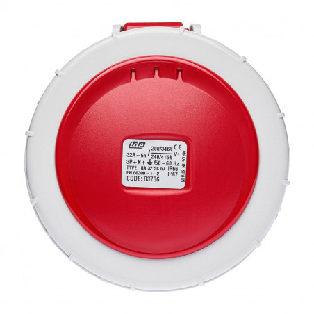 Fiche femelle tétrapolaire 32A 3P+N+T 380V - 5 broches - Étanche IP67 - IDE