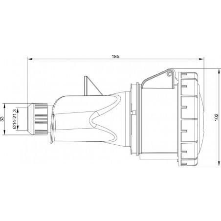 Fiche femelle tétrapolaire 32A 3P+N+T 380V - 5 broches - Étanche IP67 - IDE