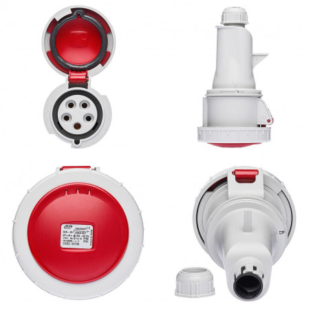Fiche femelle tétrapolaire 32A 3P+N+T 380V - 5 broches - Étanche IP67 - IDE