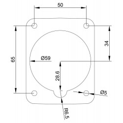 Prise triphasé 16A 3P+T - 4 broches - Encastrable sur coffret - Étanche IP67 - IDE