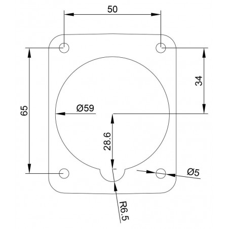 Prise triphasé 16A 3P+T - 4 broches - Encastrable sur coffret - Étanche IP67 - IDE