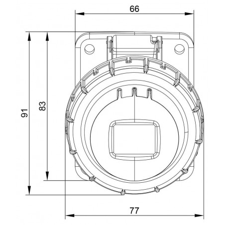 Prise triphasé 16A 3P+T - 4 broches - Encastrable sur coffret - Étanche IP67 - IDE