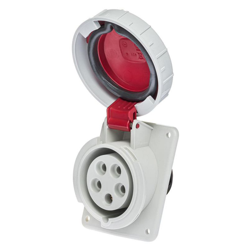 Prise tétrapolaire 16A 3P+N+T - 5 broches - Encastrable sur coffret - Étanche IP67 - IDE