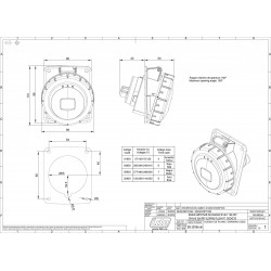 Prise tétrapolaire 16A 3P+N+T - 5 broches - Encastrable sur coffret - Étanche IP67 - IDE