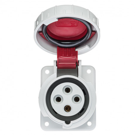 Prise tétrapolaire 16A 3P+N+T - 5 broches - Encastrable sur coffret - Étanche IP67 - IDE
