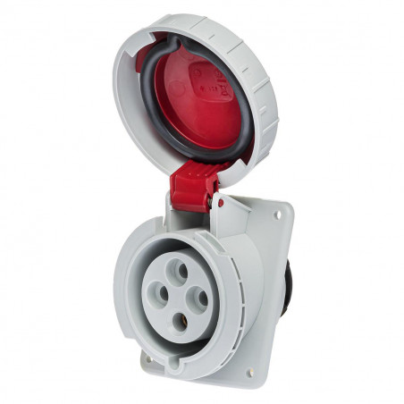 Prise triphasé 32A 3P+T - 4 broches - Encastrable sur coffret - Étanche IP67 - IDE