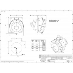 Prise triphasé 32A 3P+T - 4 broches - Encastrable sur coffret - Étanche IP67 - IDE