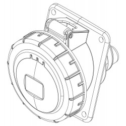 Prise triphasé 32A 3P+T - 4 broches - Encastrable sur coffret - Étanche IP67 - IDE